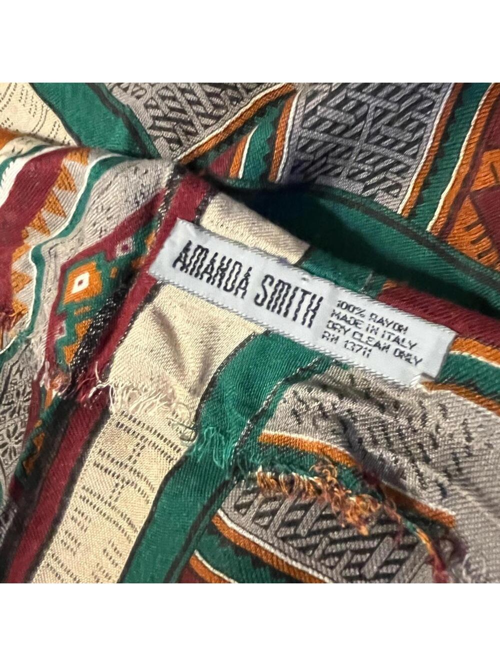 Amanda Smith Multicolor Geometric Scarf Lightweight Statement Wrap OS Boho